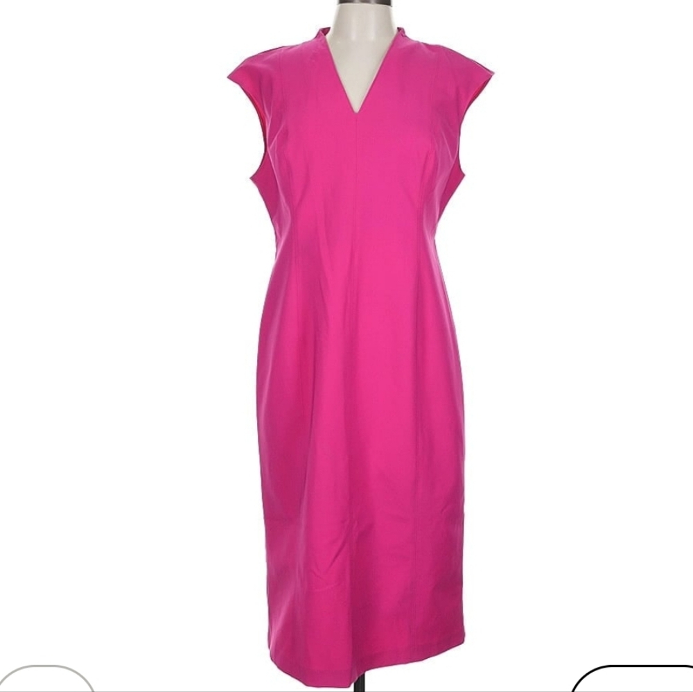 New York & Company Vibrant Pink Midi Dress